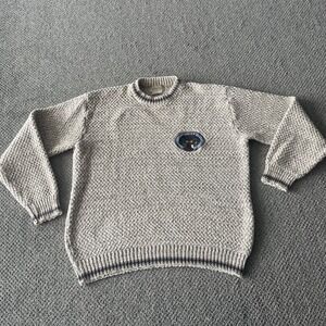 Vintage At John's Bay Chunky Knit Grandpa Sweater. Deer Buck Embroidery. LT